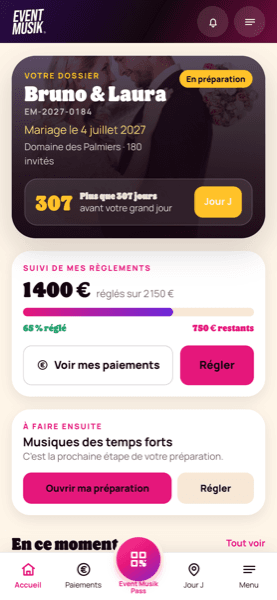 L’écran d’accueil de l’application