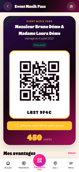 L’Event Musik Pass et son QR